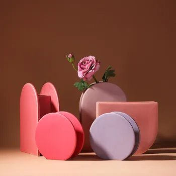 Morandi farba geometrie Nordic keramická váza dizajnér model izba creative soft dekorácie, ozdoby, veľkoobchod