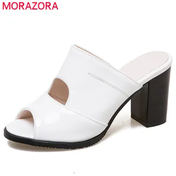 MORAZORA 2020 plus veľkosť 47 žien sandále pu letné topánky otvorené prst vysoké podpätky sandále žena duté večierok šaty topánky žena