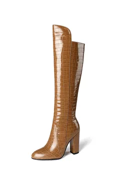 MORAZORA 2020 Veľká veľkosť 34-43 kolená vysoké čižmy zimné módne 3 farby dámy topánky hrubé podpätky kolo prst ženy topánky