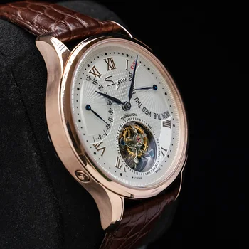 MORSKÁ ČAJKA tourbillon funkcie pohyb muži mechanické hodinky business top wristwatchs kožené strapgift fashional mechanické hodinky