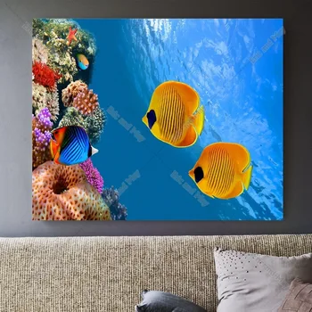 Morské Ryby 3D Izba Tapety Krajiny Plátno Art Print Maľovanie Plagátu obrazov na Stenu Pre Domáce Dekorácie Decor Č Rám