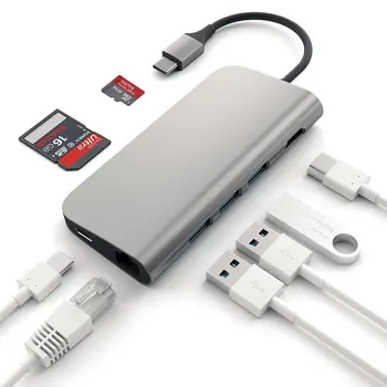 Mosible USB C Rozbočovač HDMI Rj45 Thunderbolt 3 Adaptér pre MacBook/Vzduch Typ-C s PD Čítačka Kariet Slot USB 3.0