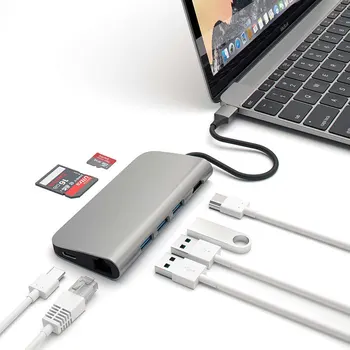 Mosible USB C Rozbočovač HDMI Rj45 Thunderbolt 3 Adaptér pre MacBook/Vzduch Typ-C s PD Čítačka Kariet Slot USB 3.0