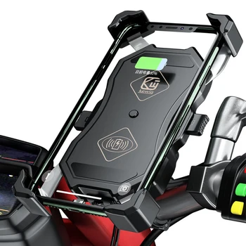 Motocykel 15W Bezdrôtový Telefón HolderPhone GPS Mount + 3.0 USB Nabíjací Stojan pre Vonkajšie Cestovanie Telefón Dodanie