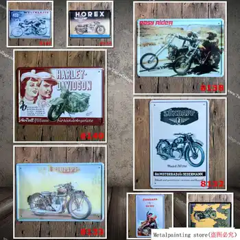 Motocykel Prihlásiť Doska s Vintage Kovové Logo Maľovanie na Stenu, Nálepky Železa Prihlásiť Dekoratívne Plakety Plagát Veľkoobchod