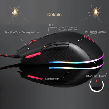Motospeed V70 USB Káblové Muž Hernej Myši Počítača RGB Myší s Multi-farebné Podsvietenie pre Mužov, Ženy