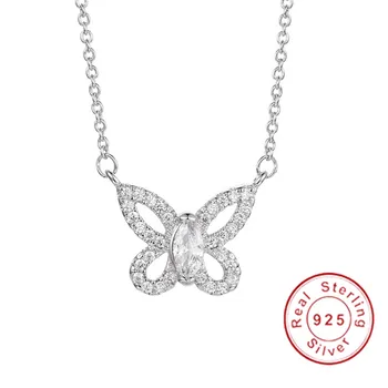 Motýľ 2ct Marquise Rez white Sapphire Náhrdelník S Príveskom 45 cm Reťaz 925 Silver Náhrdelník pre Ženy, dievča, Šperky