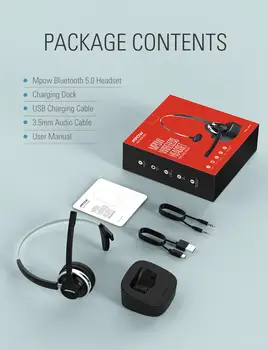 Mpow HC3 Office Bezdrôtový Headset Bluetooth V5.0 Business Headset s dvojité potlačenie Šumu Mikrofónu pre Hovor Trucker Ovládače