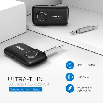 Mpow Inovované V5.0 Bluetooth Prijímač Auto Adaptér Bluetooth S 15H Prehrávania Na TV Slúchadlá Reproduktor Hry, Audio AUX Auto BH298
