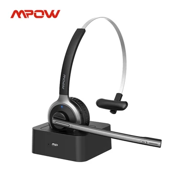 Mpow M5 Pro Bluetooth 5.0 Slúchadlá s Mikrofónom Nabíjacej Základne Bezdrôtový Headset pre PC, Notebook Call Centra Office 18H Hovoriť Čas