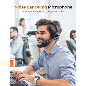 Mpow M5 Pro Bluetooth 5.0 Slúchadlá s Mikrofónom Nabíjacej Základne Bezdrôtový Headset pre PC, Notebook Call Centra Office 18H Hovoriť Čas