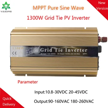 MPPT 1300W Na Grid Kravatu Solárne Napájanie Solárny Invertor a Konvertor Regulátor Čistá Sínusová Vlna MicroInverter 18V 36V DC 110V AC 220V