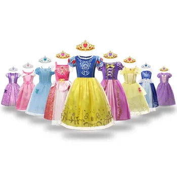 Mrazené Dievčatá Rapunzel Sneh Biele Šaty deti Halloween Nádherná Princezná Kostýmy Detí Cosplay Oblečenie Deti Flitrami Šaty