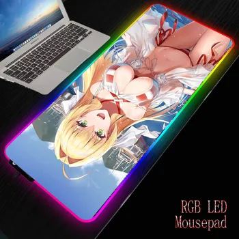 MRG Anime Dievča Veľké Prsia, Veľké LED RGB Osvetlenie Gaming Mousepad Hráč Mat Grande Podložka pod Myš Zviera pre PC Počítač