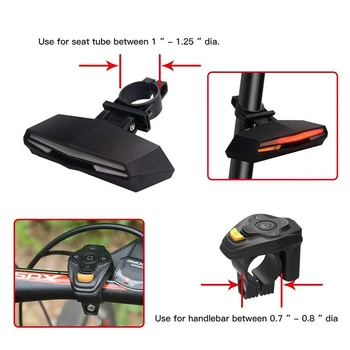 MTB bicyklov svetla USB Nabíjateľné Remote Turn led svetlo na Bicykel Zadné Svetlo laserový Signál Bezpečnostné Výstražné Svetlo Cyklistické Príslušenstvo
