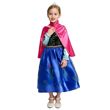 MUABABY Dievča Anna Šaty detský Letný Kvet Bavlny Kráľovná Elsa Fantasy Princezná Halloween Party Kostým 2-10 TON v roku 2020