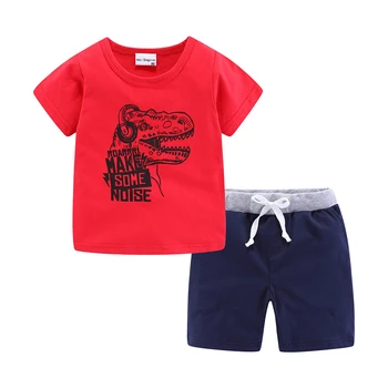Mudkingdom Batoľa Chlapci Cartoon Dinosaura Oblečenie, Detské Letné Tees Vyhovuje Krátky Rukáv Deti Oblečenie T-Tričko + Krátke Nohavice