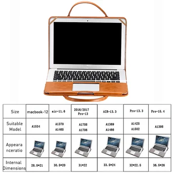 Multi-používanie Notebooku Prípade pre MacBook Pro 13 PU Notebook Taška palcový Notebook Taška pre Mac Book Air 13 PU Kožené 12,13.3,15.4 palcový Unisex