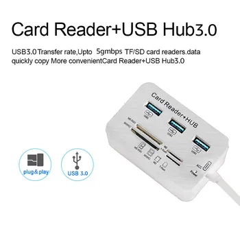 Multi USB Hub Viacerých SD/TF Karty, Čítačky Splitter 3 Porty USB 3.0 Rozbočovače pre Počítačové Príslušenstvo USB-Hub Expander USb3.0 Pre PC