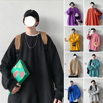 Multicolor Crewneck Bavlna, Mikiny pre Mužov 2021 kórejský Módne Trendy Oblečenie Teens M-5XL Plus Veľkosť Harajuku Streetwear Top