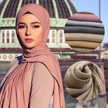 Multicolor Mäkké Bavlnené Moslimské Šatky Okamžité Hidžáb Dres, Šál femme musulman hijabs Islamskej šály a zábaly Hlavy Šatky