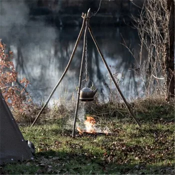 Multifunkčná Nerezová Oceľ Camping Piknik Statív Visí Hrniec Rack Grilovanie Pobočky Prsteň Vonkajšie Varenie Pohodlný Nástroj