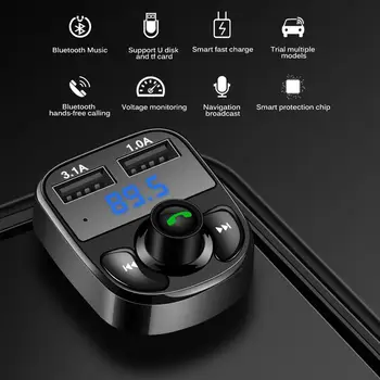Multifunkčné Bluetooth, FM Vysielač pre Auto s Dual 3.1 Nabíjanie pomocou pripojenia USB Porty Hands-Free Car Nabíjačky, Rádio Prijímač, MP3