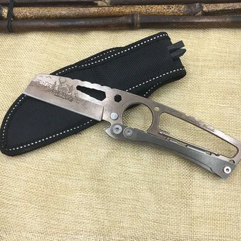 Multifunkčné Integrované Priamo nôž s Karabína Kľúča Pevnou Čepeľou Outdoor Camping Prežitie Lov Švajčiarske nože