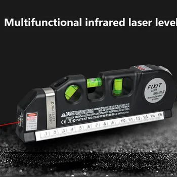 Multifunkčné Laserové Úrovni Vertikálnej Opatrenie Line Pásky Upravené Štandardné Pravítko Horizontálne Lasery Krížové Línie Nástroj + Statív