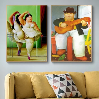 Muž s Gitarou Tým, že Fernando Botero Známeho diela Maľby Bailarina Plátno Umenie Plagáty a Potlačou Klasické Obrázky Domova