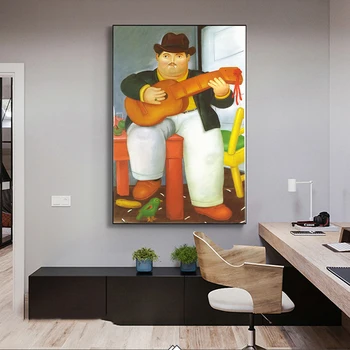 Muž s Gitarou Tým, že Fernando Botero Známeho diela Maľby Bailarina Plátno Umenie Plagáty a Potlačou Klasické Obrázky Domova