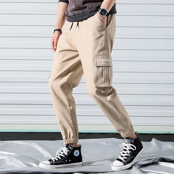 Muži Cargo Nohavice Multi-vrecko Streetwear Lúč nohy, Nohavice, Tepláky Jogger Mužov Bavlna Bežné Nohavice
