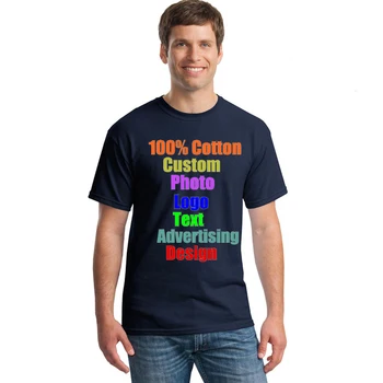 Muži DIY Vlastné Logo, Fotografiu Text Vytlačené T-shirt je Vaša Značka VLASTNÝ Dizajn Muž na Mieru Vyrobené Osobné Tshirts Spoločnosti Tím Topy