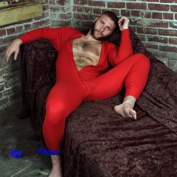 Muži Farbou Dlhý Rukáv Tlačidlo Pyžamo Jumpsuit Oblečenie Pre Voľný Čas Sleepwear Romper
