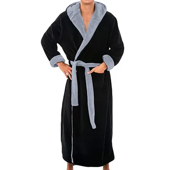 Muži Hooded Flannel Hrubé Bežné Zimné Jeseň Dlho Kimono Šaty, Teplo Domova Sleepwear Vaňa Župan Pajama Nightgown