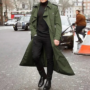 Muži Kabát Vintage Dlho Zákopy Srsti Mužov Nové Bunda Mens Coats Business Black Bežné Dlhé Pevné Vetrolam Kabát Na Jeseň Outwear