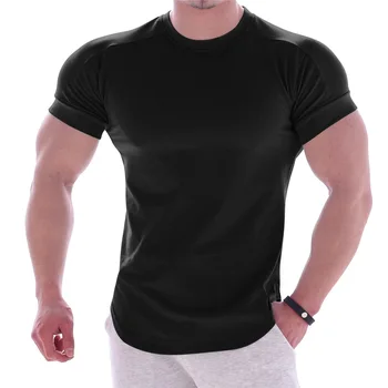 Muži Letné Tričká Vysoko Elastická Slim Fit Tričko Mužov Rýchle sušenie Zaoblené Hem Mens T-Shirts Farbou 3XL