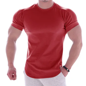 Muži Letné Tričká Vysoko Elastická Slim Fit Tričko Mužov Rýchle sušenie Zaoblené Hem Mens T-Shirts Farbou 3XL