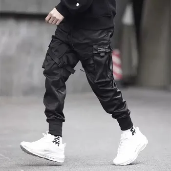 Muži Multi-vrecko Hip Hop Joggers Muž Tepláky Streetwear Bežné Black Hárem Nohavice Muž 2019 Módne Nohavice Hombre