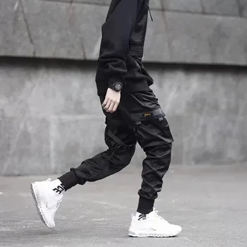 Muži Multi-vrecko Hip Hop Joggers Muž Tepláky Streetwear Bežné Black Hárem Nohavice Muž 2019 Módne Nohavice Hombre