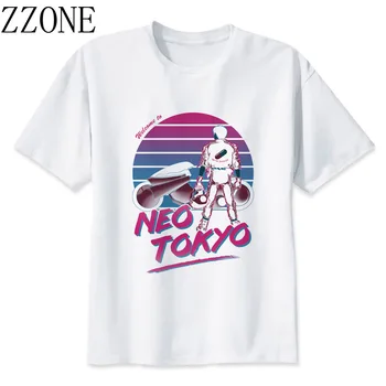 Muži Móda Akira Synthwave T Shirt Letné Japonské Anime Tlačiť T-Shirt Priedušná Pohodlné Kolo Krku Tričko