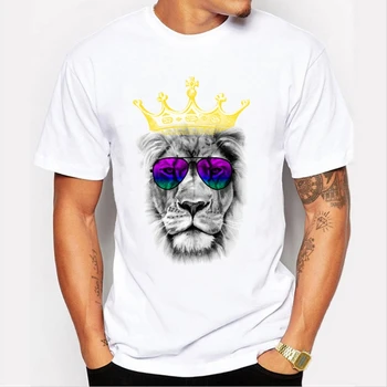 Muži Móda Nové T-shirt Osobnosti Zvierat Graffiti Tlač Jednoduché Voľný čas High-Kvalitné tričko