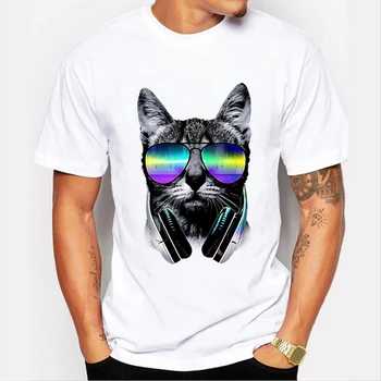 Muži Móda Nové T-shirt Osobnosti Zvierat Graffiti Tlač Jednoduché Voľný čas High-Kvalitné tričko
