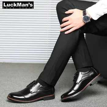 Muži Office Obuv Black Brown Oxford Topánky Veľké Plus Veľkosti 38-48 Mužov PU Kožené Šaty, Topánky Ukázal Prst Business Formálne Topánky