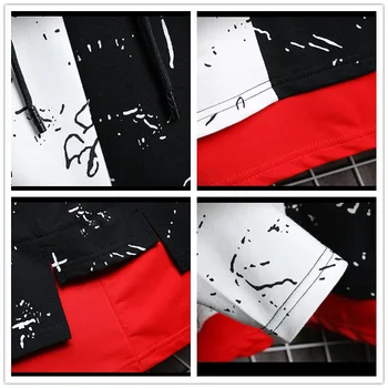 Muži Patchwork Mikina pre Mužov HoodiesMale Harajuku Japonský Streetwear Hip Hop Nadrozmerné Čierna, Fialová mikina s Kapucňou Mužov