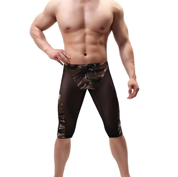 Muži super tenký sexy transparentné boxerky bielizeň dlho Leginy Športové šortky