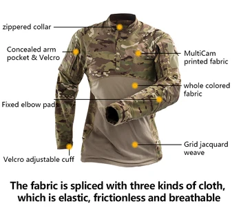 Muži Taktický Boj Airsoft Tričko Vonkajšie Vojenskú Uniformu Army Oblečenie, Topy Multicam Košele Camo Lov Rybolov Dlhé Rukávy