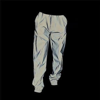 Muži ženy Pár Hip Hop Streetwear plný reflexné Bežné Nohavice Harajuku elastické Šnúrkou pás Jogger Nohavice, Tepláky