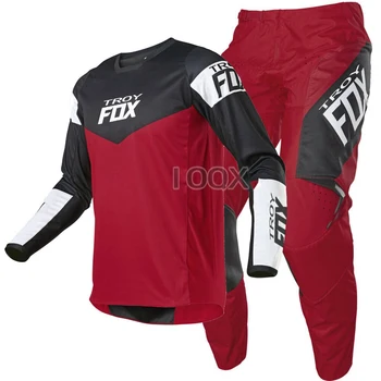 MX ATV 180 Revn Jersey Nohavice Combo Horských Bicyklov Offroad Racing Suit Mens Red White Black Auta Nastaviť Motocykel