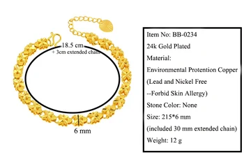 MxGxFam ( 215*6 mm ) 24 k Čistého Zlata Farebné Výšivky, Kvetinové Náramky, Šperky Pre Ženy Vysokej Kvality Nikel Olovo Zadarmo